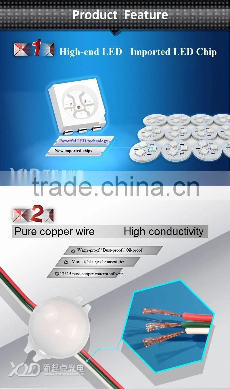 SMD full color LEDs pixel lightwith 10mm electric wires cables led point light source