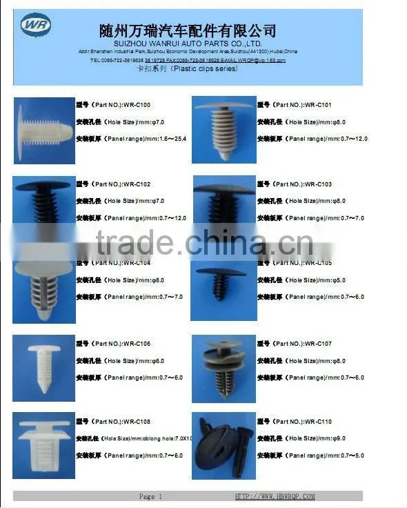 Auto plastic clips fasteners for car made in China