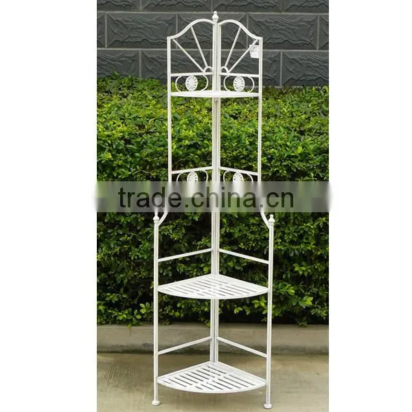 Hot selling 3-tier wrought iron standing wall shelf for flower