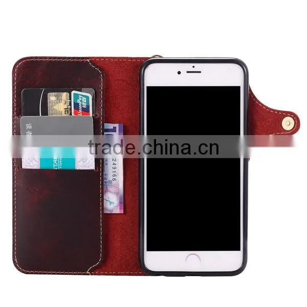 Retro Oil Wax Leather, Flip Cowhide Leather Phone Case For iPhone6/6s/plus