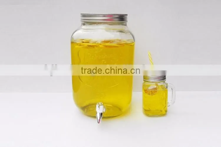 8L ice cold embossed storage glass jar with tap