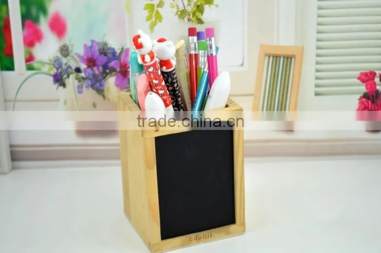 wooden pen container with blackboard