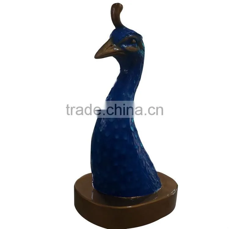 Customized life-size fiberglass peacock figure