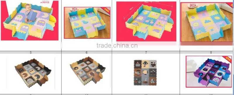 hot selling Educational EVA puzzle mat for kids with safety guarder non-toxic , 16pcs