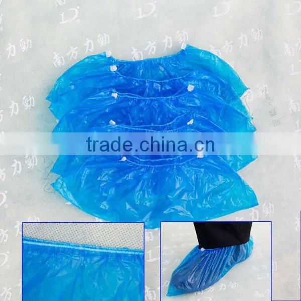 disposable medicial plastic foot cover, disposable PE shoe cover,Non Woven PE Disposable Blue Shoe Cover with CE Certificate