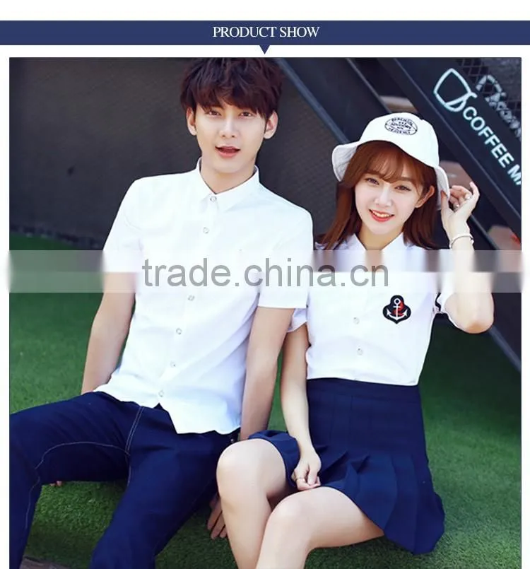 School White Cotton Shirt And Navy Blue Denim Skirt Sets