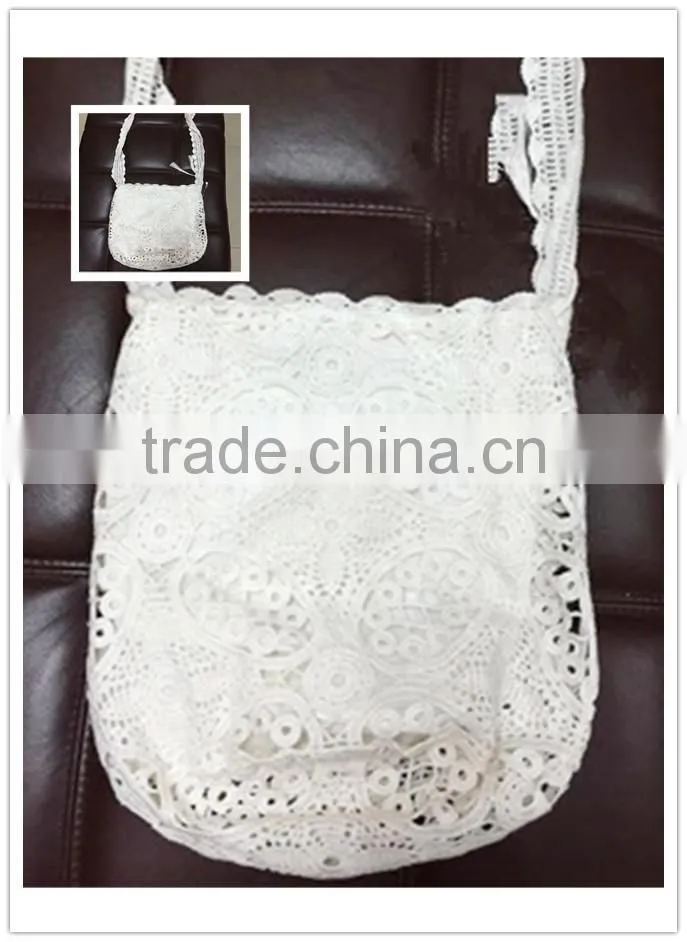 2015 New design 100% cotton handmade fashion embroidered luxury crochet handmade shoulder bag