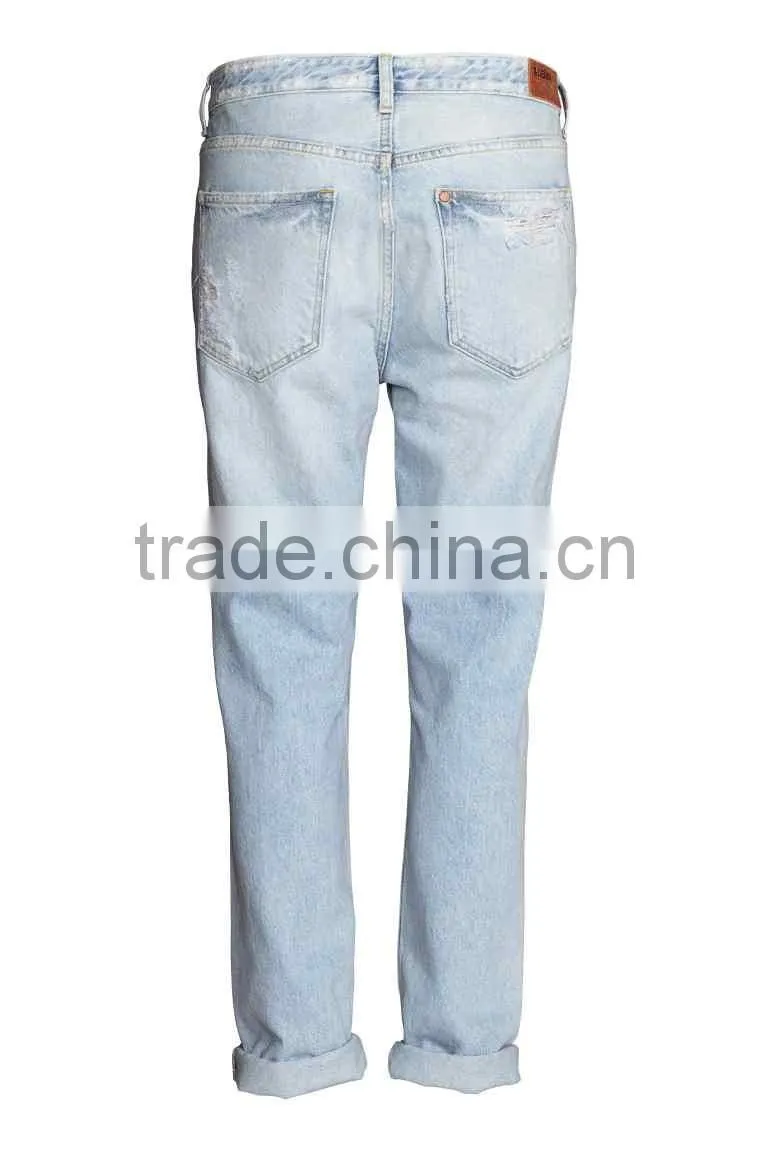 Boyfriend Low Trashed Jeans,2016 summer women denim pants,women corpped jean