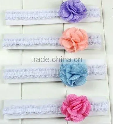 Fashion Baby Girl Hair Accessories Wavy hollow out chiffon flower headband for kids