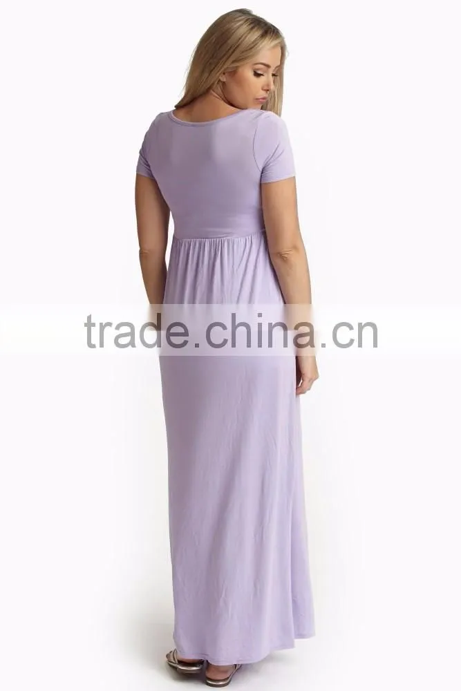 Wholesale solid color short sleeves maternity maxi dress long dress 2016