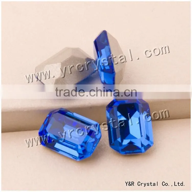wholesales shiny sapphire glass stone ,crystal stone stone for apparel