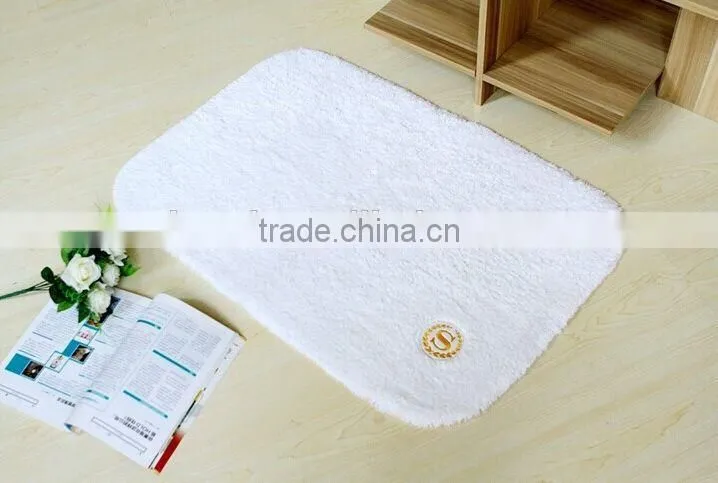 hotel antislip white cotton bath rug with rubber bottom