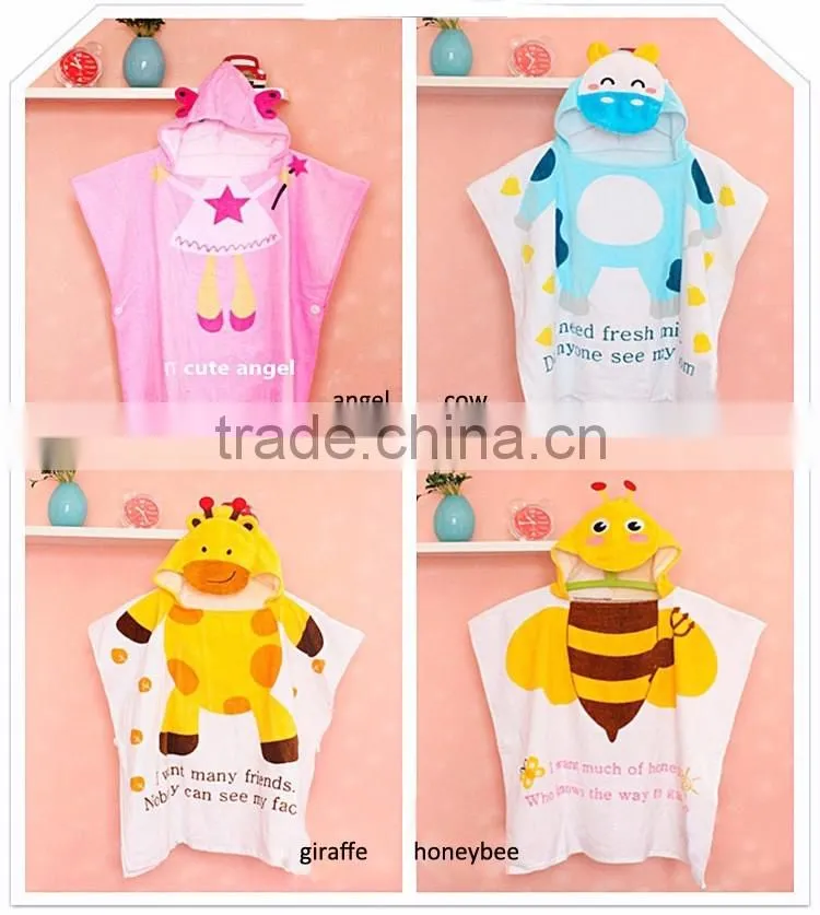 Baby hooded poncho towel robe 100% cotton fabric