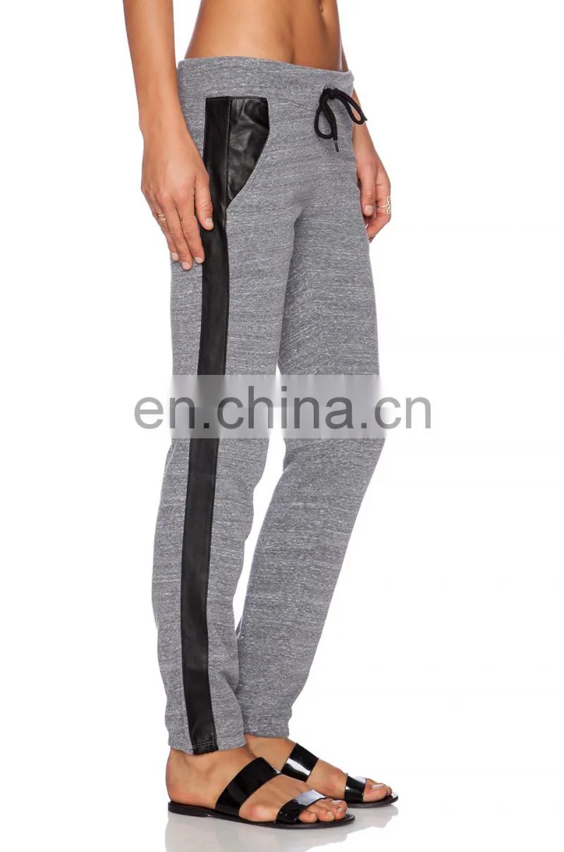 Wholesale Fashion Blank Jogger Pants with Leather