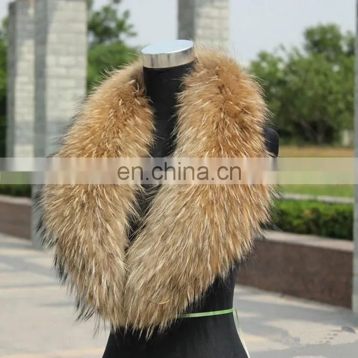 Real Raccoon Fur Collar Women`s Neck Warmers Fur Scarf Shawl
