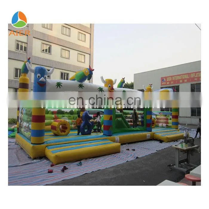 New desing Parrot inflatable giant fun city for kids