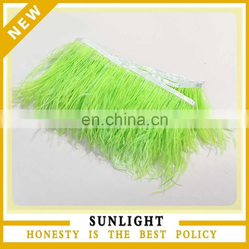 Green Ostrich Feather Fringe Ostrich feather trim for garment decoration