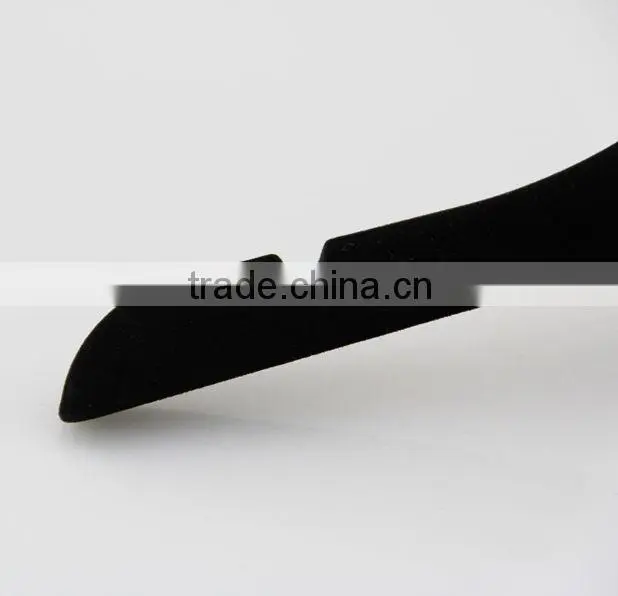 black plastic hanger with velvet surface for women