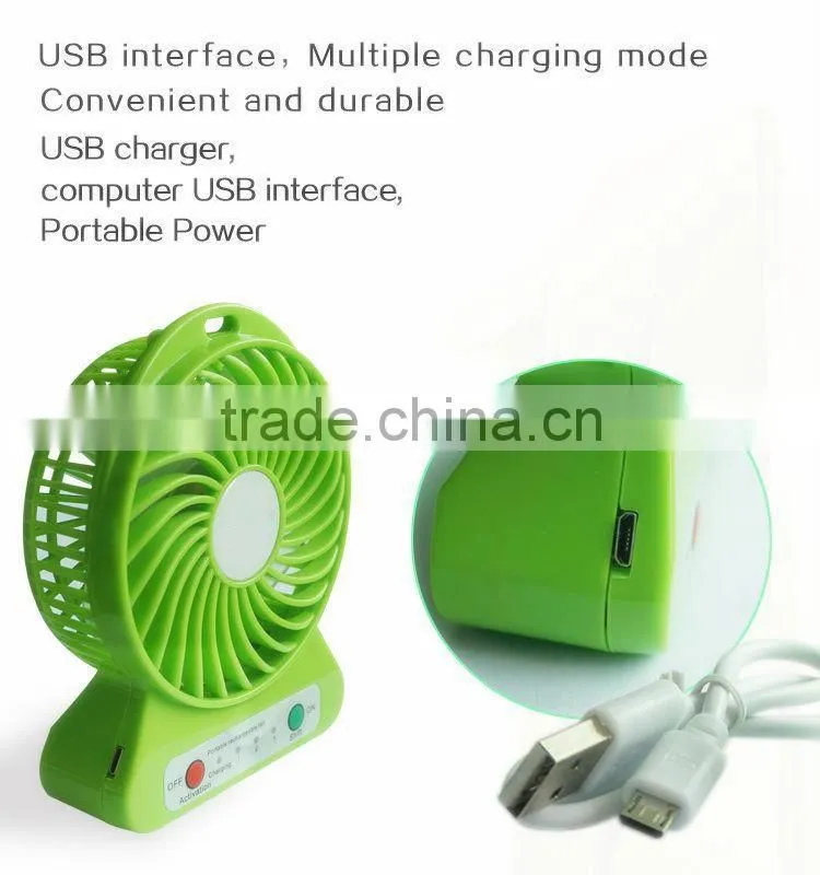 New Design 2015 Newest Mini USB Fan With 3 Protable Rechargeable Fan With LED Light
