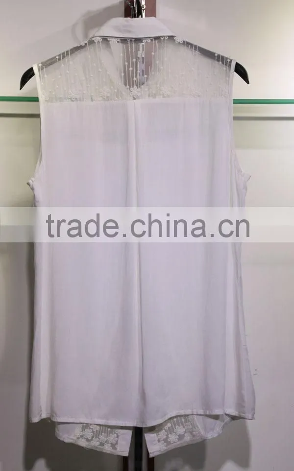 rayon and lace sleeveless blouse for ladies