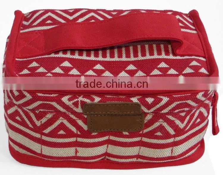 High qualityi red antique canvas essential oils case, printed canvas essential oil carrying bag,OEM red essential oil carry case