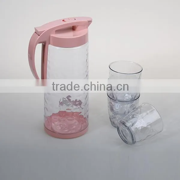 Eco-friendly 2L plastic milk pitcher with lid & 300ml cups