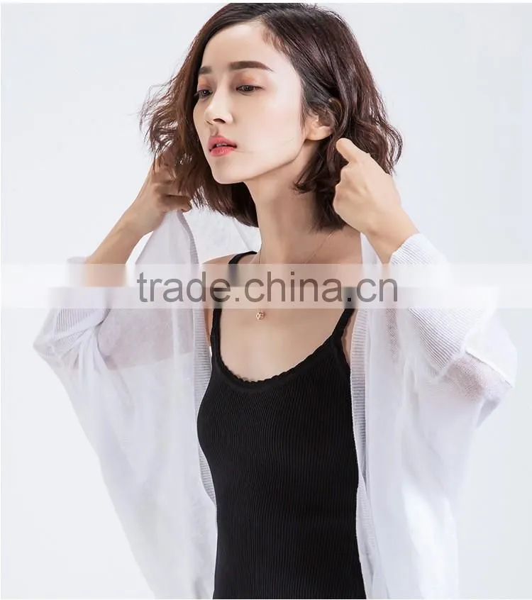 Summer Korean style slim looking bat sleeve linen sweater cardigan air conditioning sunscreen flax shirt for women