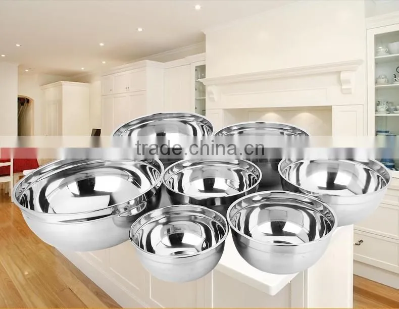 Mirror polishing stainless steel soup basin mixing salad bowls set