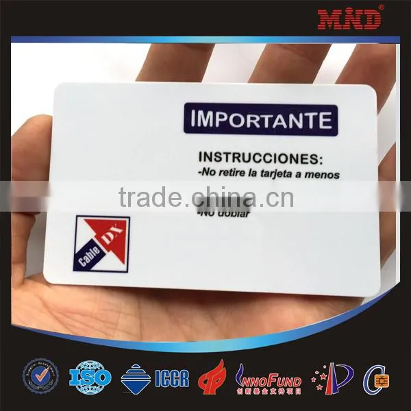 MDC16 environmental Customized size inkjet hermal printing 125khz blank plastic LF id card with TK4100 T55TT EM4100 chips