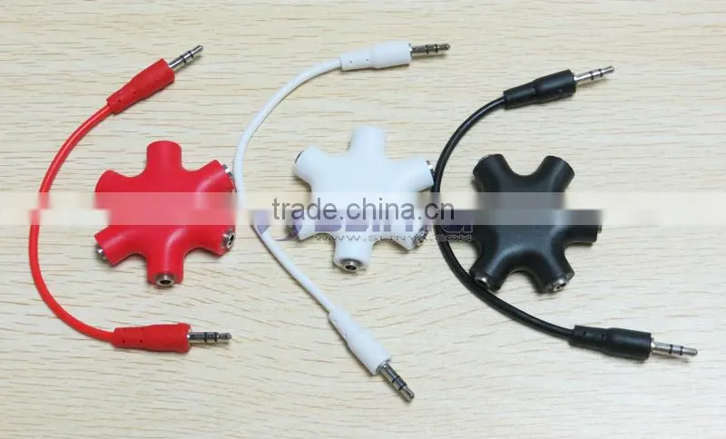 6 Port 3.5MM Audio Earphones Splitter Adapter