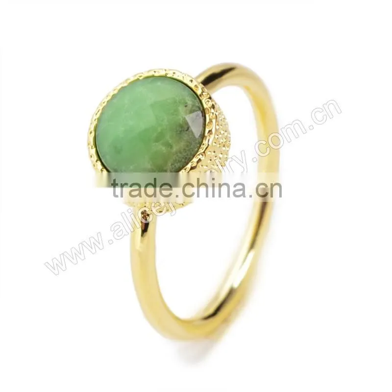Gold green chrysoprase stacking ring