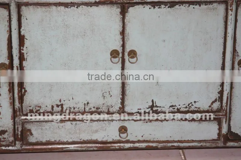 chinese antique furniture pine wood Shanxi one drawer four door blue cabinet
