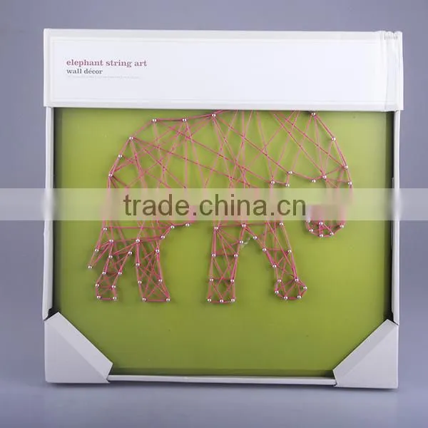all hand-made wooden string wall art with the elephant shaped design for back to school season