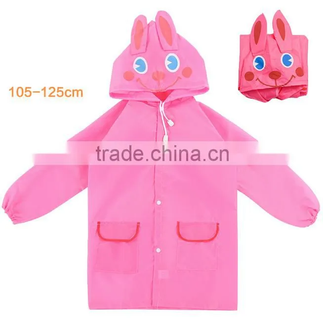 PU fabric beautiful kids rain jacket waterproof wholesale