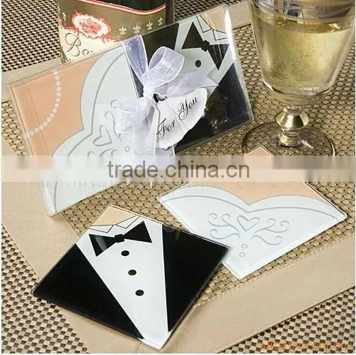 Glass wedding coasters
