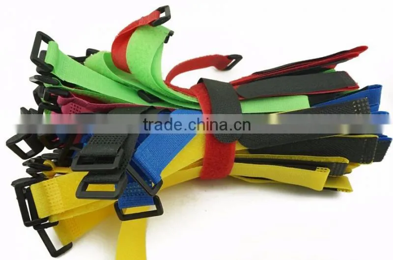 Nylon Buckle Adjustable Hook And Loop Straps Belt Wrap Cable Tie