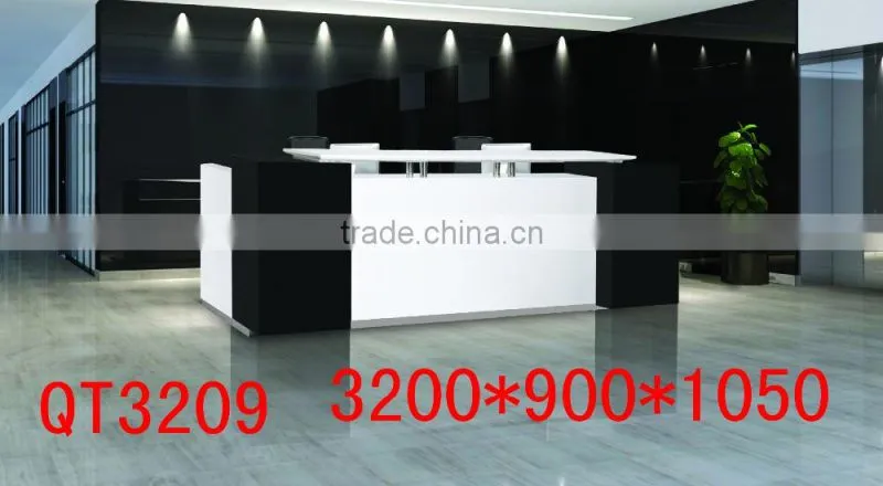 high quality tufted reception desk for 2 people mdf wood factory sell directly QT3310