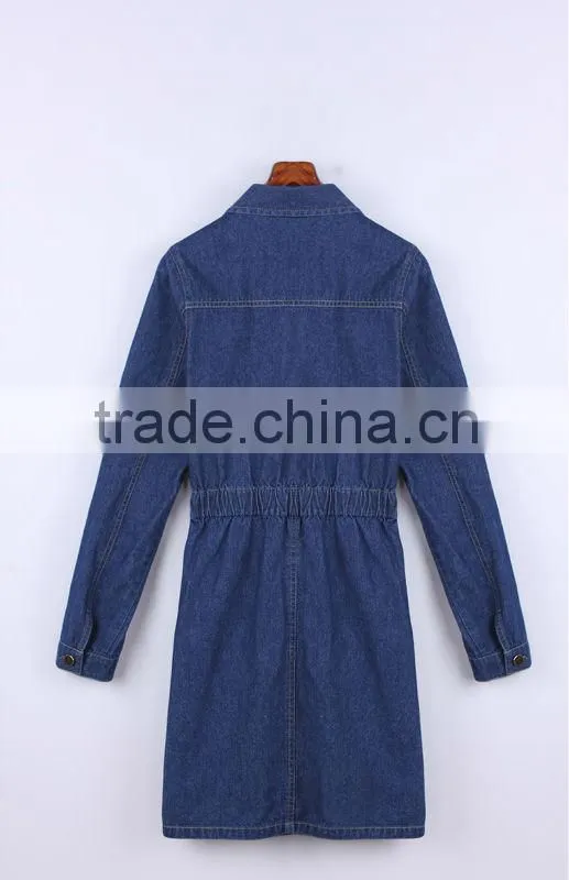2015 fashion high quality New Arrival Brand Women European Casual Denim Muslimah Dress Lastest Popular Denim Halter Dress