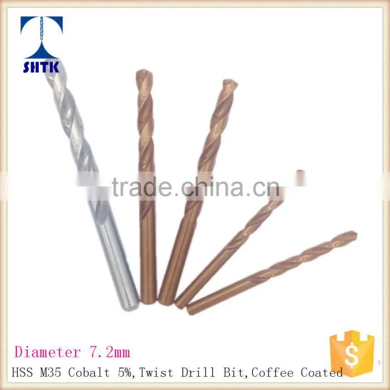 Prfessional quality HSS M35 cobalt drill fully ground twist drill bit,Dia 7.2mm, Drill bit