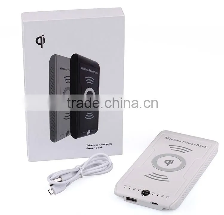 Portable qi wireless charger power bank with 2 usb port for Samsung galaxy s6