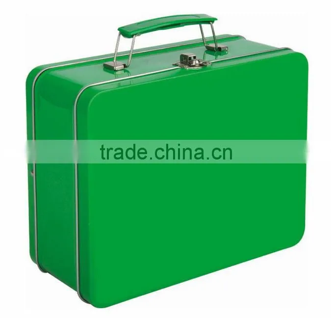 silver tin lunch box/tin lunch box with lock and key