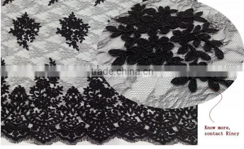 Wholesale white bridal embroidered tulle lace fabric