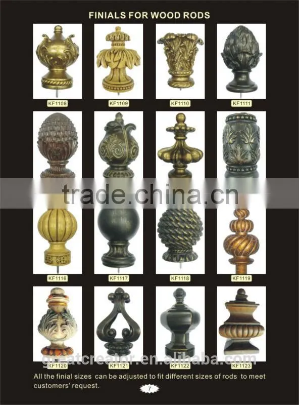 Great Creator High Quality 57mm (2-1/4") Diameter Round Reeded/Smooth Wooden Curtain Rods From China Manufacturer