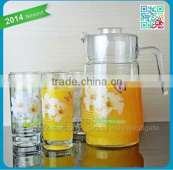 wholesale glass tea set with decal