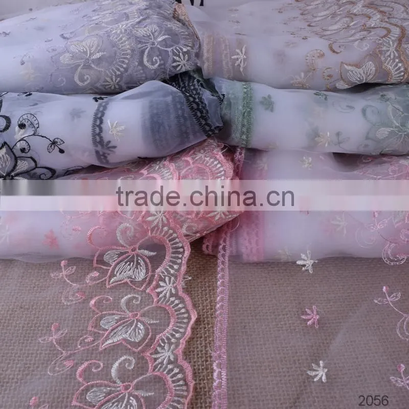 On sale white bridal chemical cotton net embroidery lace trim