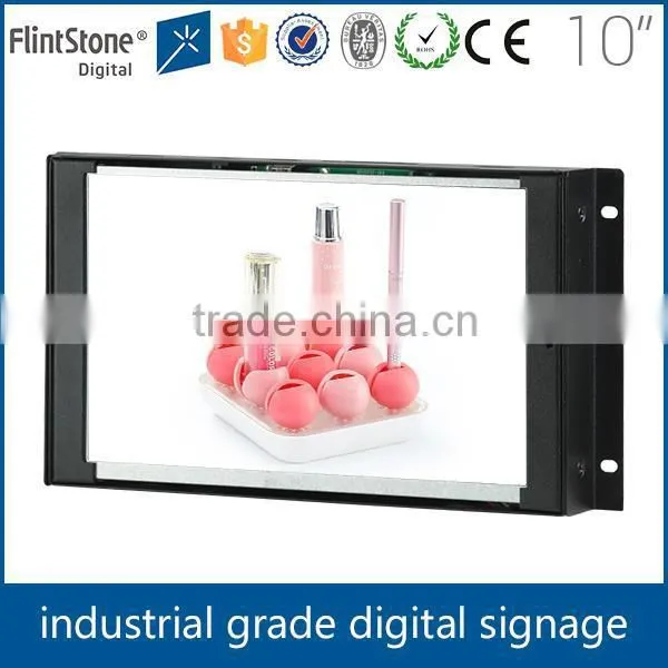 Flintstone 10" frameless digital signage advertising, no frame embedded lcd ad displayer, hot open frame advertisement player