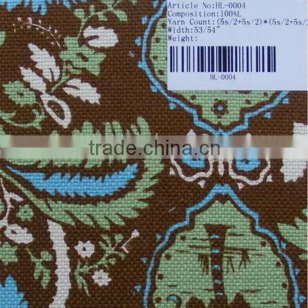 100% linen printed sofa fabric