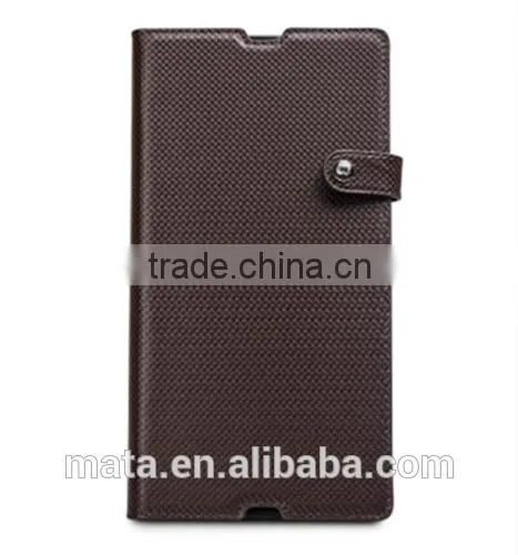 Business Style Insert Card Slot Genuine Leather Case For Sony L36H