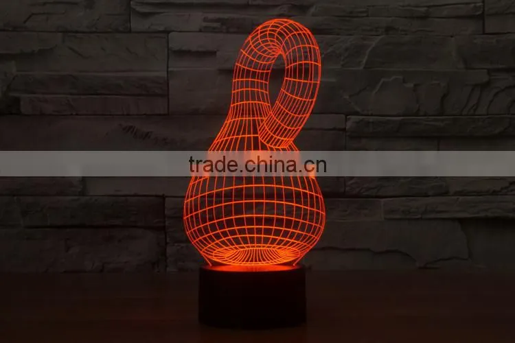 calabash shape 3d optical illusion acrylic led night light lamp touch control + battery operated christmas led lights