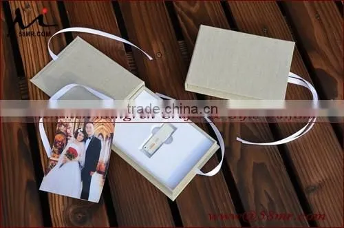 Linen USB Photo Stroage Gift Box with Elastic